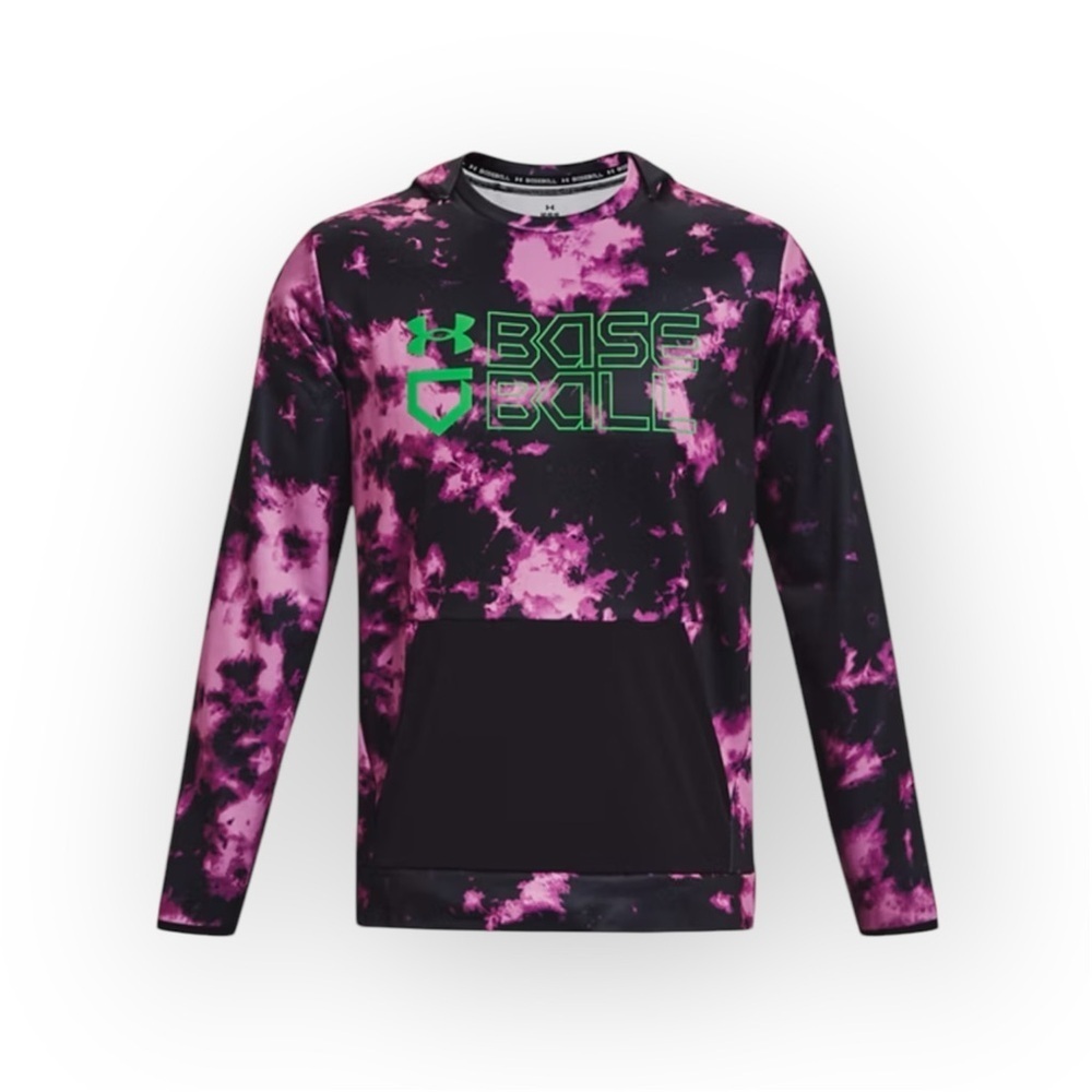 Under Armour Baseball Print Hoodie Strobe-extreme Green - Picture 3 of 6